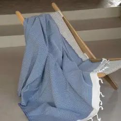 Plaid en coton 160×250 Bleu Marine