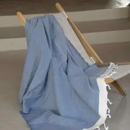 Plaid en coton 160×250 Bleu Marine