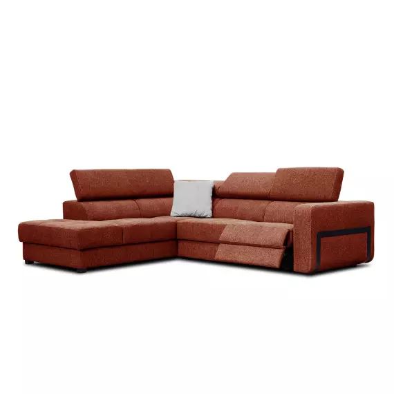 Canapé d’angle gauche 5 places avec un relax électrique tissu brique