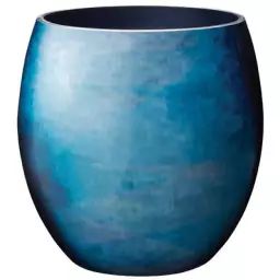 Vase Stockholm Horizon en Céramique, Email à froid – Couleur Bleu – 26.21 x 26.21 x 23.4 cm – Designer Bernadotte&Kylberg