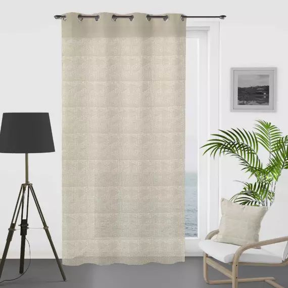Voilage à motifs graphiques en 100% coton taupe 250 x 135