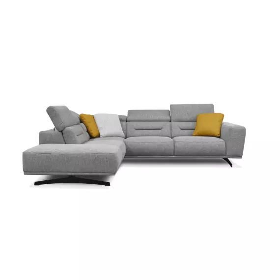 Canapé d’angle gauche 5 places tissu gris
