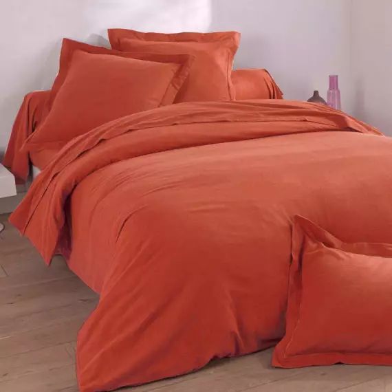 Housse de couette 240×220 orange terracotta en coton