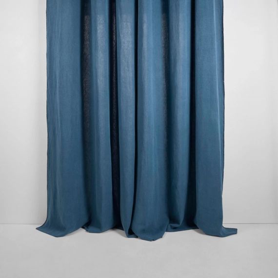 Rideau à oeillets 135×280 cm Bleu et feston