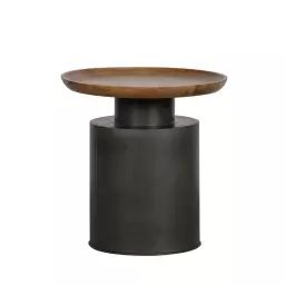 Dua – Table basse ronde en bois et métal ø53cm