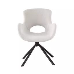 Amorim – Chaise de bureau en tissu bouclette et métal – Couleur – Blanc