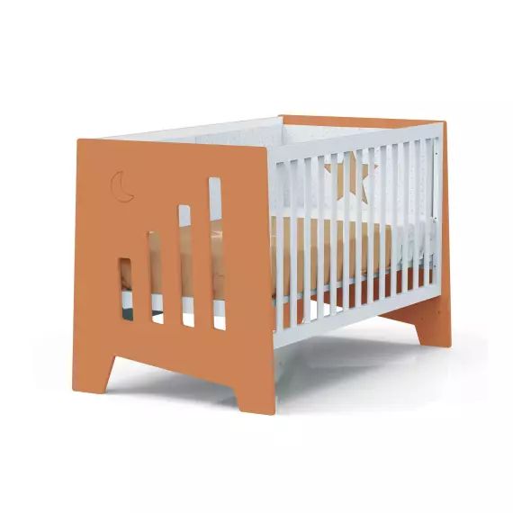 Lit bébé – bureau (2en1) 70×140 cm en terracotta