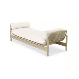 Chaise longue bois et corde beige