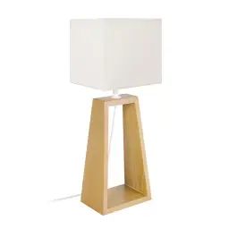 Lampe de chevet bois  naturel et écru