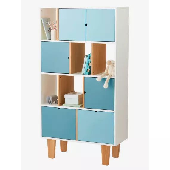 Meuble de rangement enfant LIGNE OSLO blanc/bleu/bois
