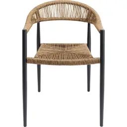 Chaise de jardin en polyéthylène marron et acier noir