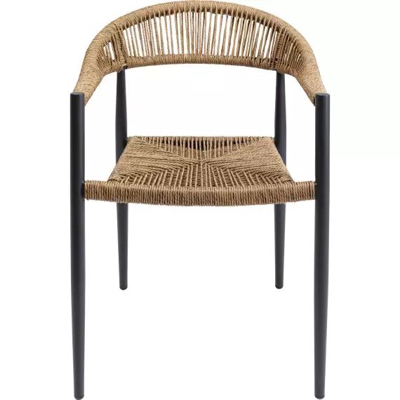 Chaise de jardin en polyéthylène marron et acier noir