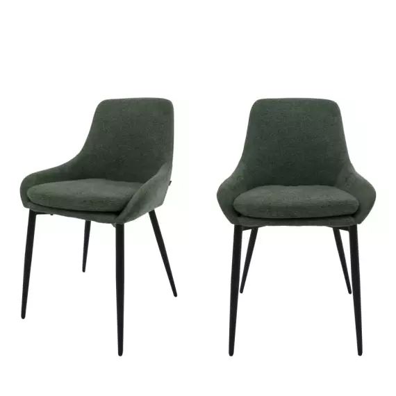 Liv – Lot de 2 chaises en tissu et métal – Couleur – Vert sapin