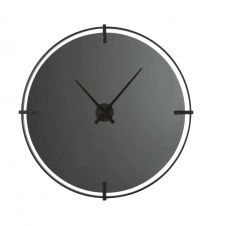 Horloge en verre fumé et métal noir D95