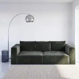 Canapé 4 places en velours vert foncé