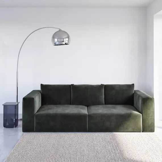 Canapé 4 places en velours vert foncé