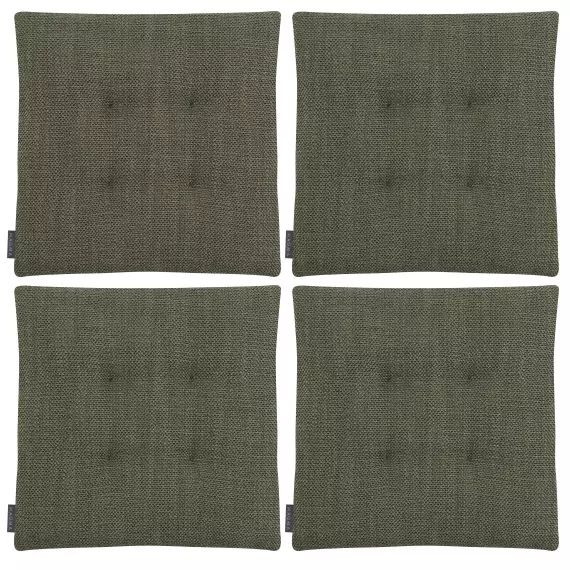 Galettes de chaises carrées vert bi-matière-Lot de 4-42x42cm
