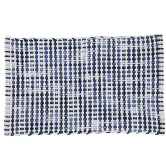 Tapis de bain en polycoton fantaisie bleu 50x80cm