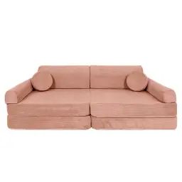 Canapé enfant MeowBaby® Premium en velours côtelé brique