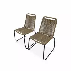 Lot de 2 chaises de jardin en corde beige