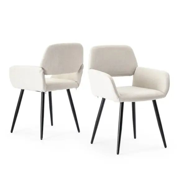 Lot de 4 chaises de salle à manger en tissu gris