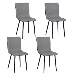 Lot de 4 chaises de salle à manger en tissu gris