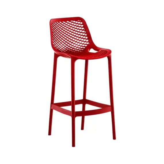 Tabouret de bar d&rsquo;extérieur avec repose-pieds similicuir Rouge