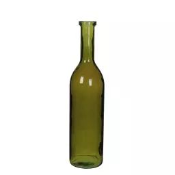 Vase bouteille en verre recyclé vert foncé H75