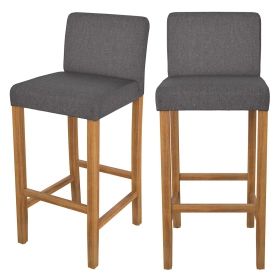 Chaise de bar en tissu gris foncé et pieds en bois 75 cm (lot de 2)