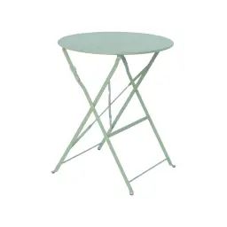 Table de jardin bistrot pliable ronde vert de gris