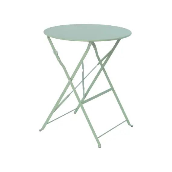 Table de jardin bistrot pliable ronde vert de gris