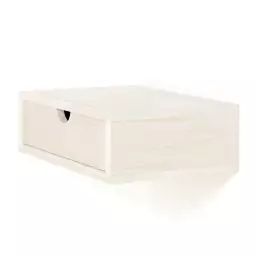 Table de chevet flottante en bois de couleur blanc vielli