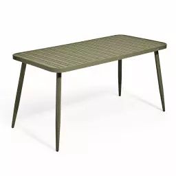 Table de jardin rectangulaire en aluminium vert kaki