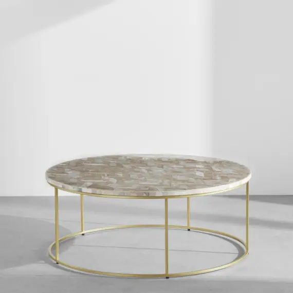 Table basse en pierre motif à chevrons Preciosa