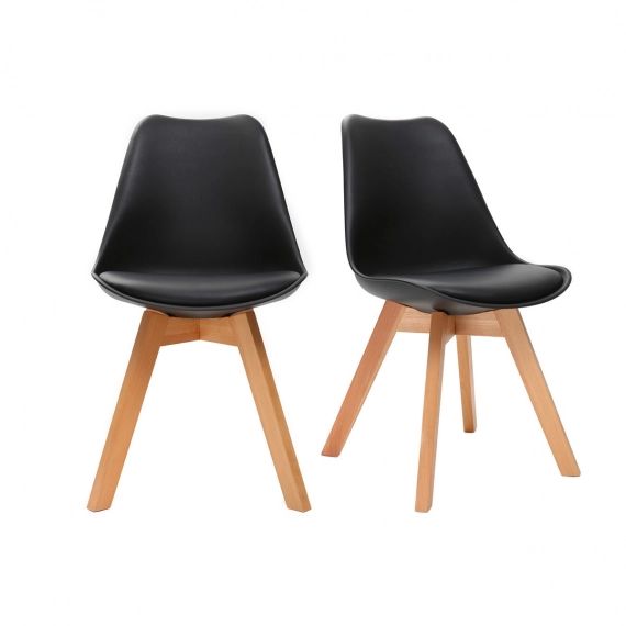 Chaise design piètement bois noires lot de 2 PAULINE