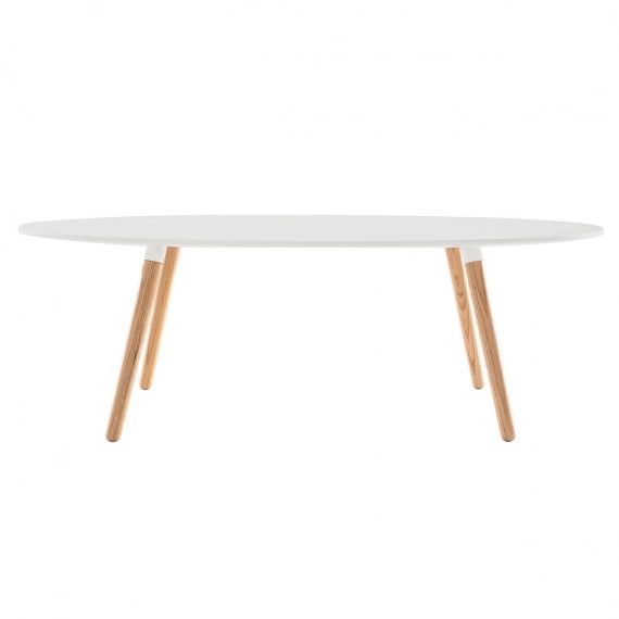 Table basse design bois naturel et blanche GILDA