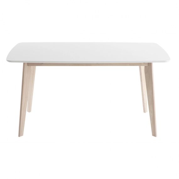 Table à manger design 150cm blanc et bois clair LEENA