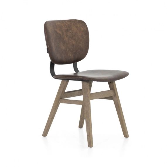 Chaises en chêne et métal assise tissu imitation cuir