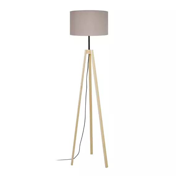 Lampadaire bois naturel et taupe