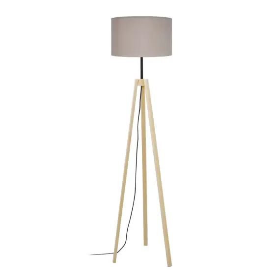 Lampadaire bois naturel et taupe