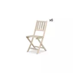 Lot de 6 chaises en bois pliables sans accoudoirs couleur claire