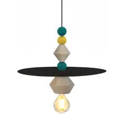 Suspension bois noir et multicolore