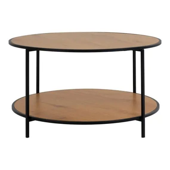 Table basse ronde en bois et métal D80cm bois clair