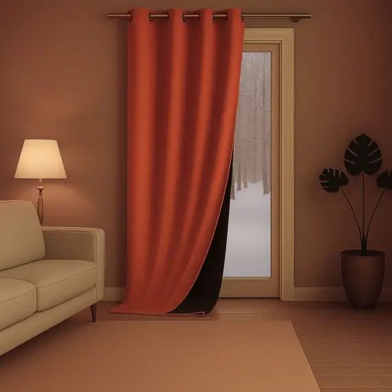 Rideau thermique aspect velours 140x260cm Terre cuite