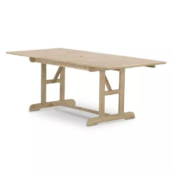 Table de jardin ext en bois 150/210×90 cm couleur claire
