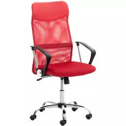 Chaise de bureau réglable pivotant en similicuir Rouge