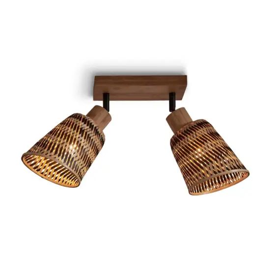 Plafonnier bambou abat-jour bambou naturel/noir, h. 24cm