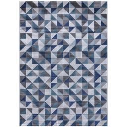 Tapis patchwork géométrique bleu et gris 160x230cm