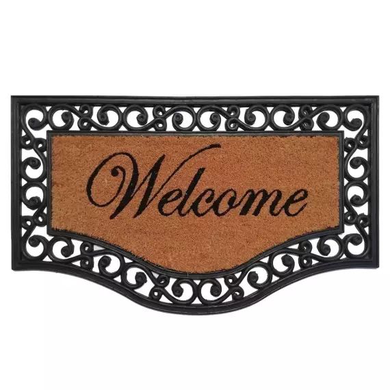 Paillasson arabesque Welcome 45x75cm – Noir