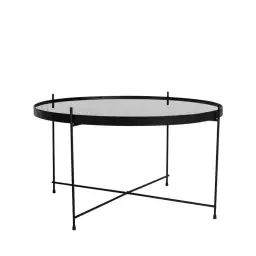 Table basse ronde en métal 70cm plateau verre